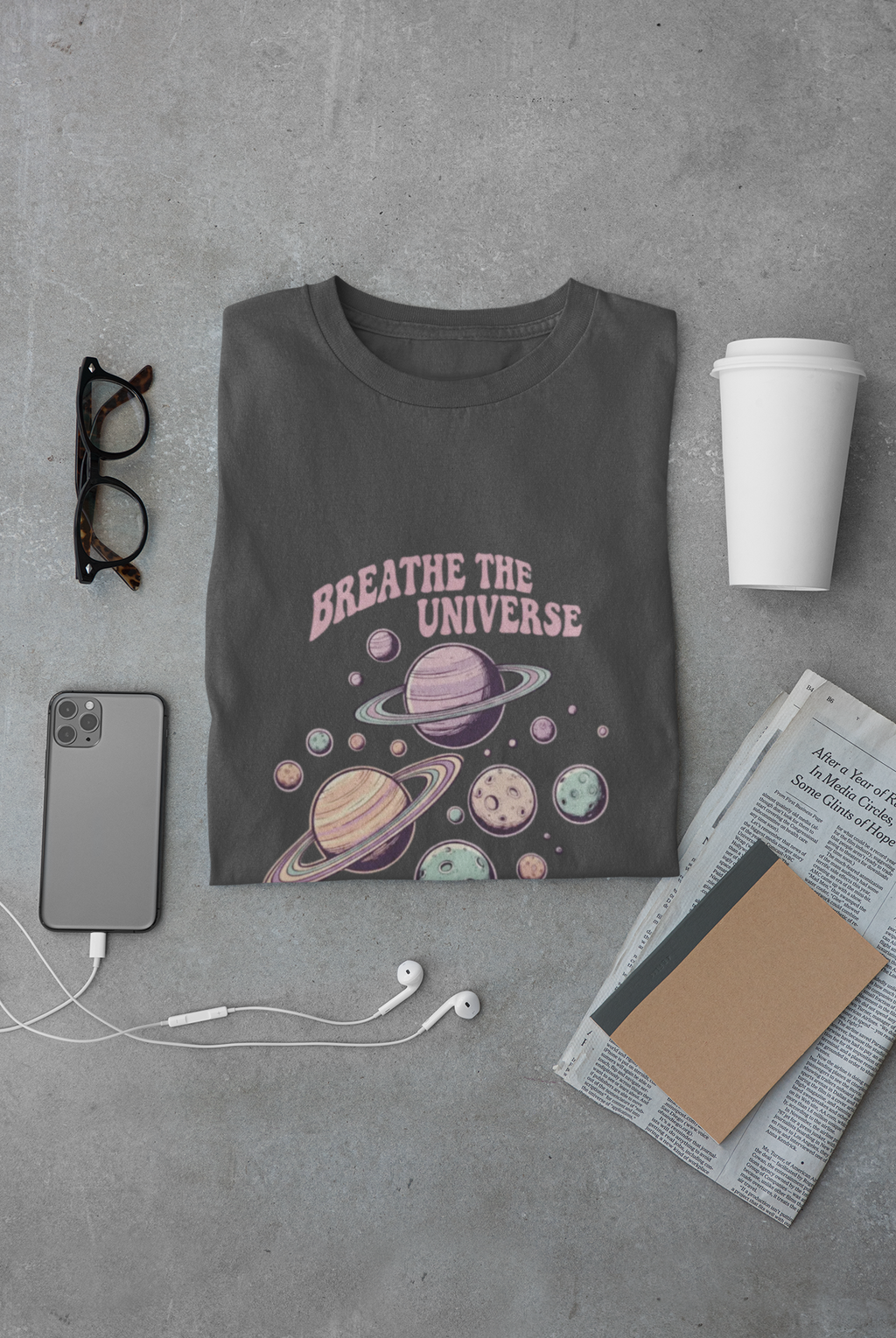 Cosmic Meditation Tee, Breathe the Universe Shirt, Unisex Graphic Tee, Spiritual Apparel, Astrology Gift, Relaxation Wear, Celestial T-Shirt