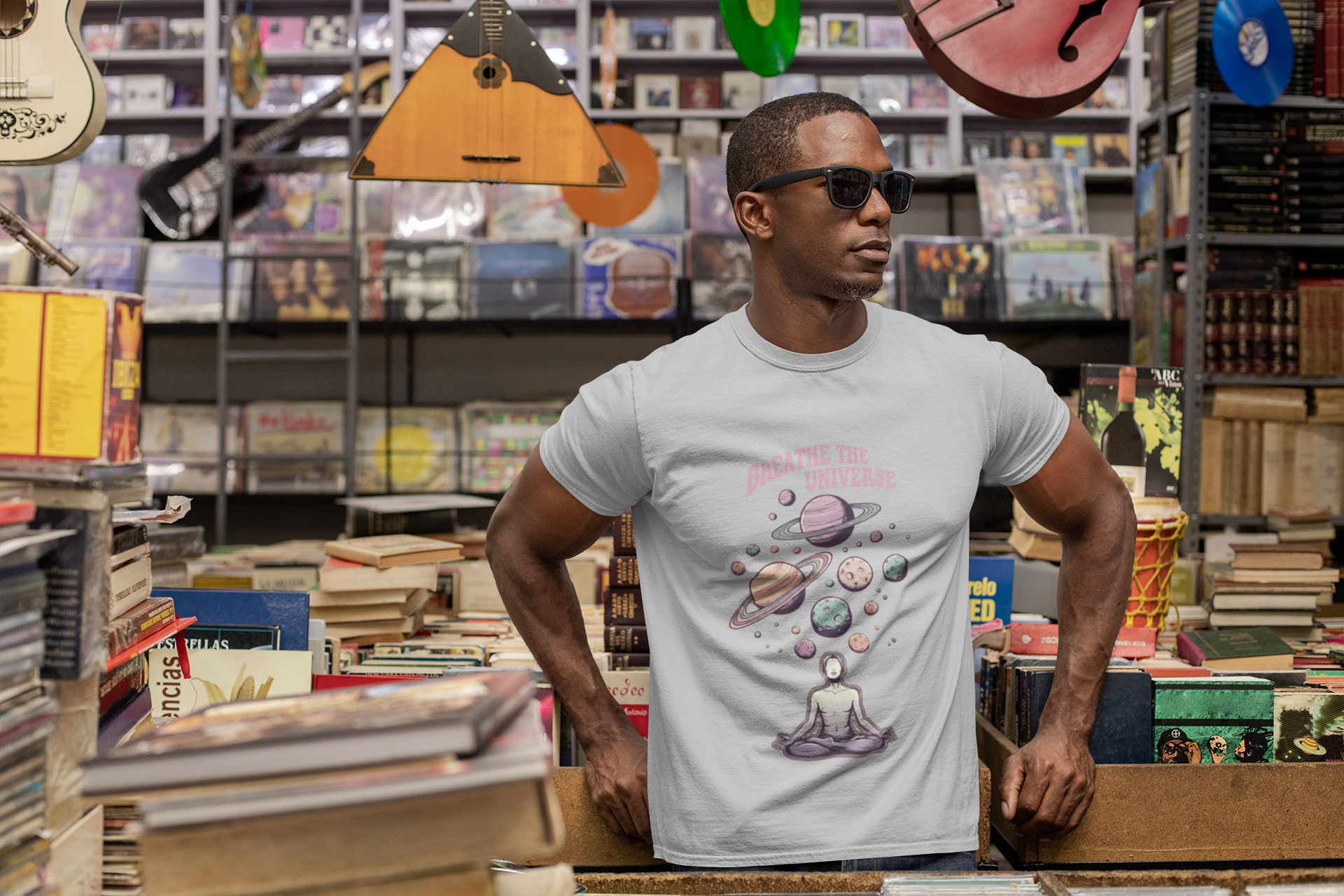 Cosmic Meditation Tee, Breathe the Universe Shirt, Unisex Graphic Tee, Spiritual Apparel, Astrology Gift, Relaxation Wear, Celestial T-Shirt