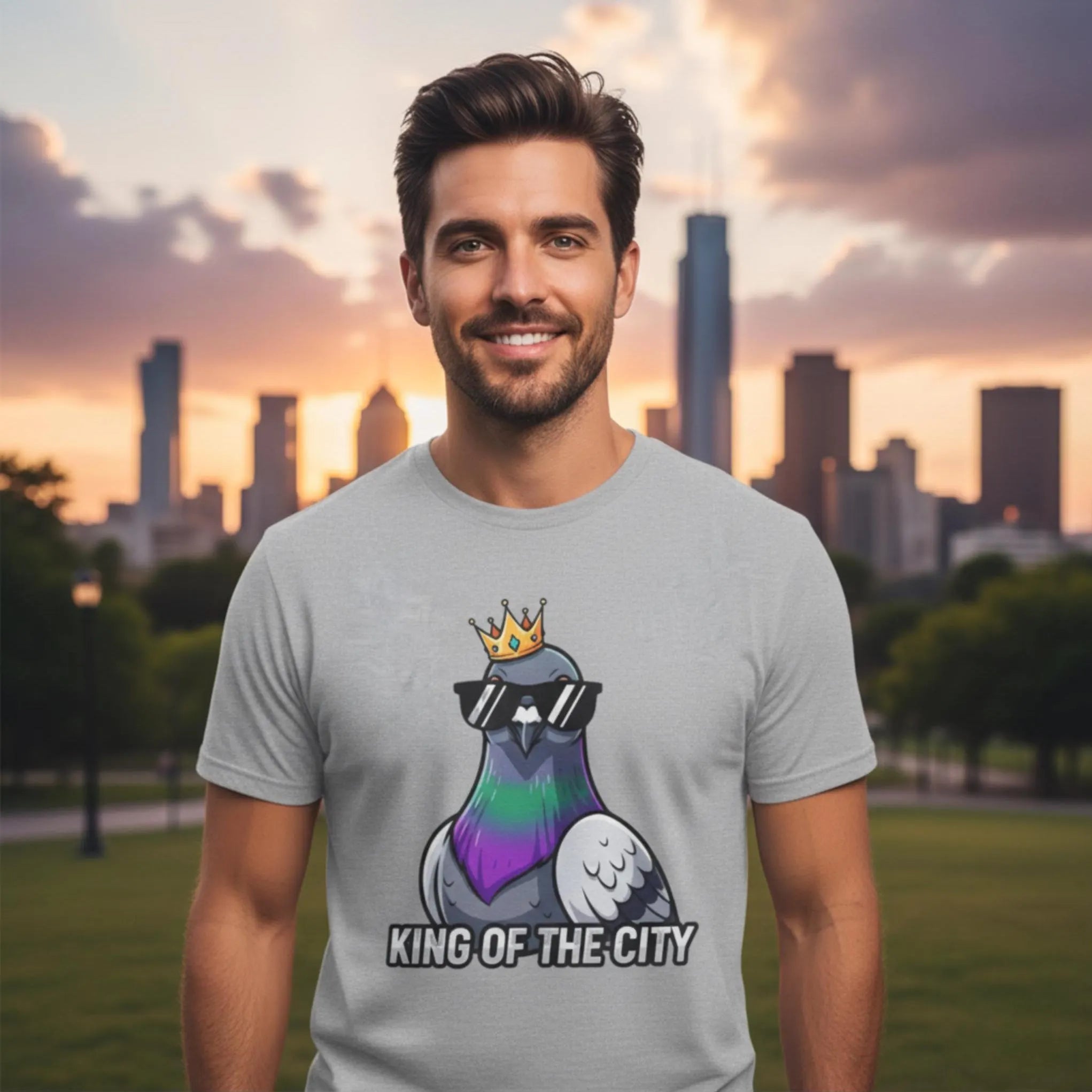 King of the City Pigeon T-Shirt, Cool Graphic Tee for Urban Style, Casual Wear, Gift for Bird Lovers, Streetwear Fashion, Fun Gift Idea